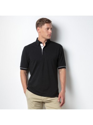 Plain Button-down collar contrast polo Kustom Kit 185 GSM